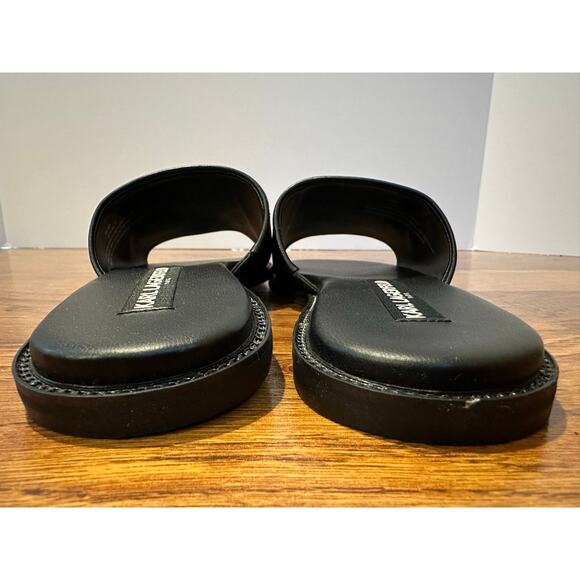 Karl Lagerfeld Paris Women's Gloria Leather Slides Black Size 6M NWT Minimalist - Picture 5 of 8